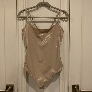 ALIX NYC Beige Vinyl Bodysuit - Size Small